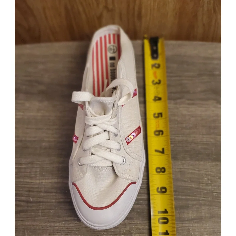 No Boundaries Slip On‎ Shoes White & Red Lace Up Women's Size 8.5